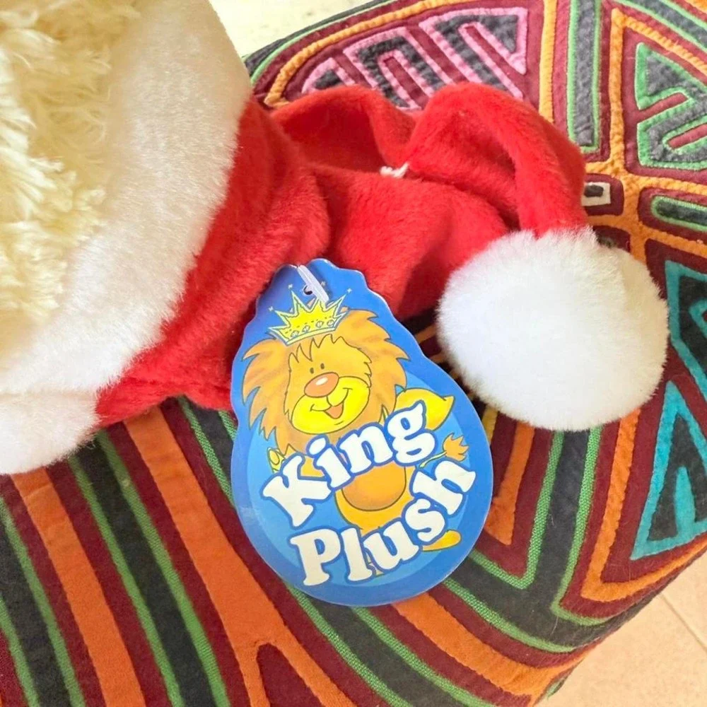Vintage King Plush Teddy Bear Santa Outfit Christmas Stuffed Animal Toy Doll 90s